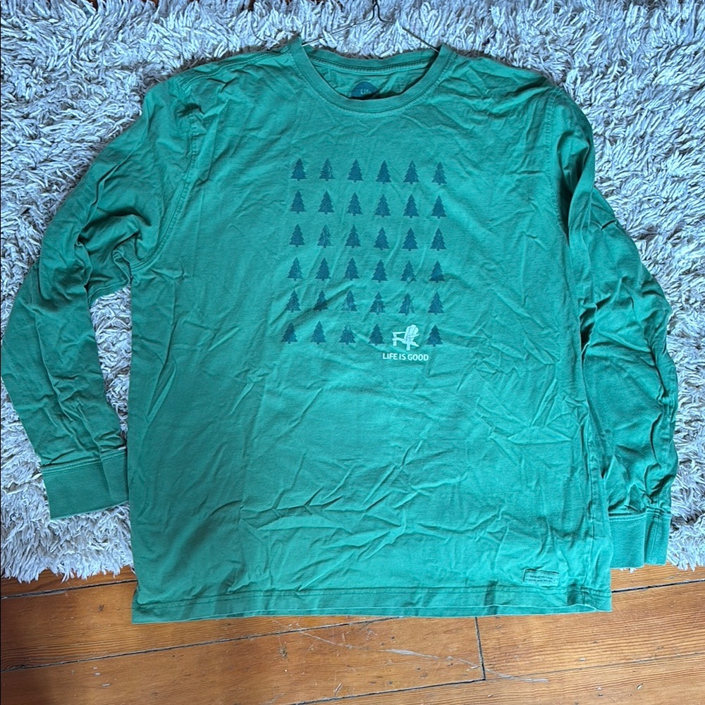 Life is Good Men's Green Long Sleeve Shirt